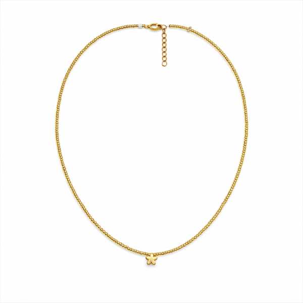 چوکر مهره ای گل نیلا طلایی - Image 2