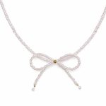 چوکر مهره ای پاپیون صورتی