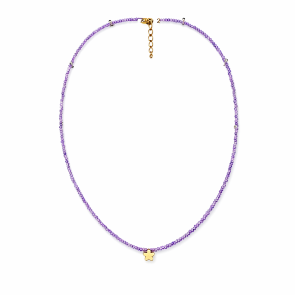 چوکر مهره ای گل نیلا بنفش - Image 2